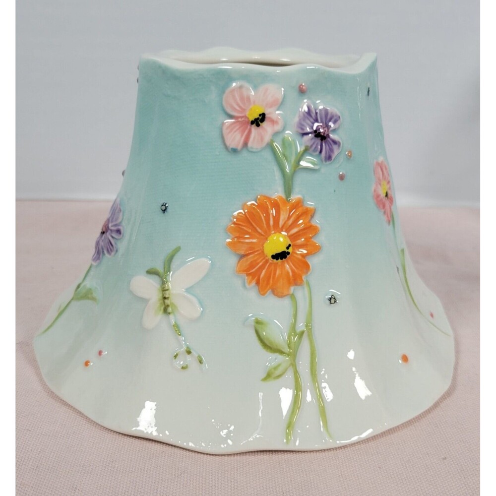 Yankee Candle Large Jar Shade Topper Blue 3D Dragonflies Floral Cottagecore - Picture 3 of 9
